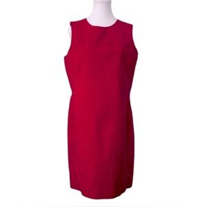 Ralph Lauren Vibrant Red Midi Dress Sleeveless Size 12 Designer Sheath Large